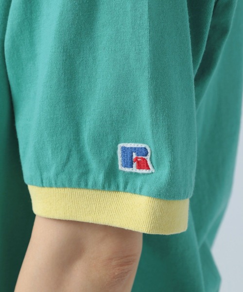 Russell Athletic(ラッセルアスレティック)の「【RUSSELL ATHLETIC (ラッセルアスレティック)】別注リンガーT(Tシャツ/カットソー・レディース・オフホワイト/ピンク/グリーン・FREE)」の9枚目の写真