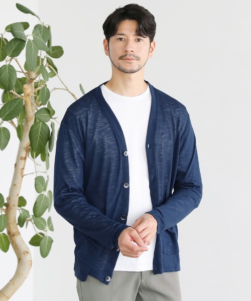 THE CASUAL（カジュアル）の「Buyer's Select/TRスラブ入りエアリーニットサマーカーディガン（カーディガン/ボレロ・メンズ・ネイビー/ブルー系/ブラック/カーキ/グレー/ライトイエロー・M/L）」の2枚目の写真