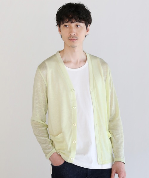 THE CASUAL（カジュアル）の「Buyer's Select/TRスラブ入りエアリーニットサマーカーディガン（カーディガン/ボレロ・メンズ・ネイビー/ブルー系/ブラック/カーキ/グレー/ライトイエロー・M/L）」の6枚目の写真