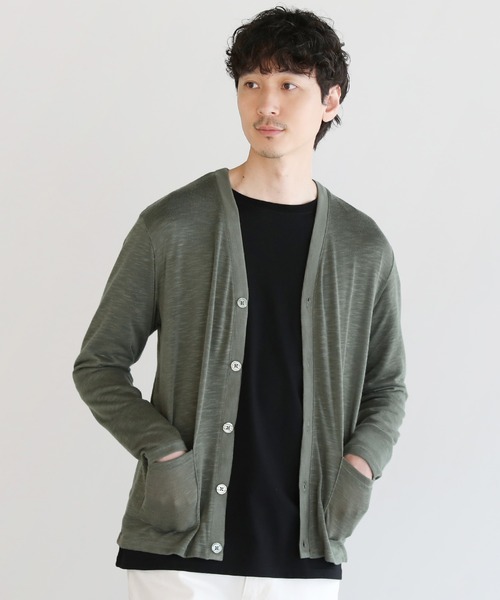 THE CASUAL（カジュアル）の「Buyer's Select/TRスラブ入りエアリーニットサマーカーディガン（カーディガン/ボレロ・メンズ・ネイビー/ブルー系/ブラック/カーキ/グレー/ライトイエロー・M/L）」の4枚目の写真