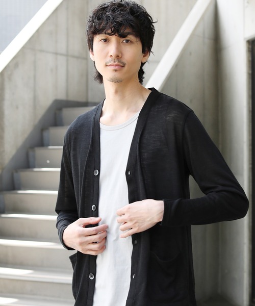 THE CASUAL（カジュアル）の「Buyer's Select/TRスラブ入りエアリーニットサマーカーディガン（カーディガン/ボレロ・メンズ・ネイビー/ブルー系/ブラック/カーキ/グレー/ライトイエロー・M/L）」の7枚目の写真