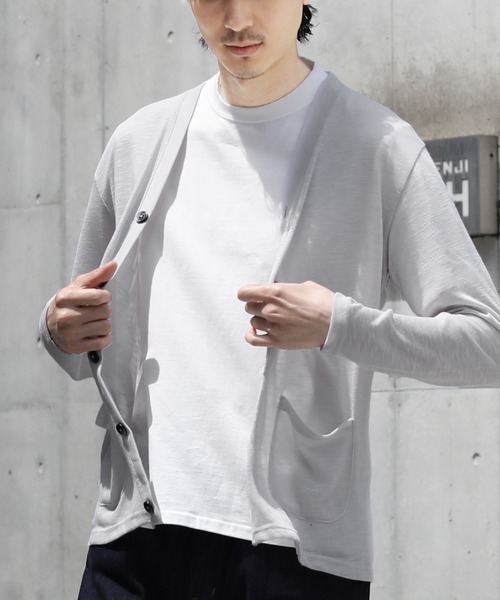 THE CASUAL（カジュアル）の「Buyer's Select/TRスラブ入りエアリーニットサマーカーディガン（カーディガン/ボレロ・メンズ・ネイビー/ブルー系/ブラック/カーキ/グレー/ライトイエロー・M/L）」の10枚目の写真