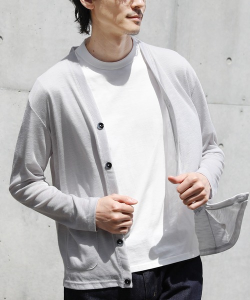THE CASUAL（カジュアル）の「Buyer's Select/TRスラブ入りエアリーニットサマーカーディガン（カーディガン/ボレロ・メンズ・ネイビー/ブルー系/ブラック/カーキ/グレー/ライトイエロー・M/L）」の11枚目の写真