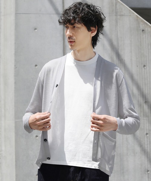 THE CASUAL（カジュアル）の「Buyer's Select/TRスラブ入りエアリーニットサマーカーディガン（カーディガン/ボレロ・メンズ・ネイビー/ブルー系/ブラック/カーキ/グレー/ライトイエロー・M/L）」の12枚目の写真