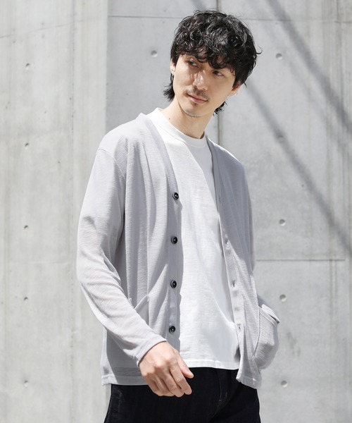 THE CASUAL（カジュアル）の「Buyer's Select/TRスラブ入りエアリーニットサマーカーディガン（カーディガン/ボレロ・メンズ・ネイビー/ブルー系/ブラック/カーキ/グレー/ライトイエロー・M/L）」の14枚目の写真