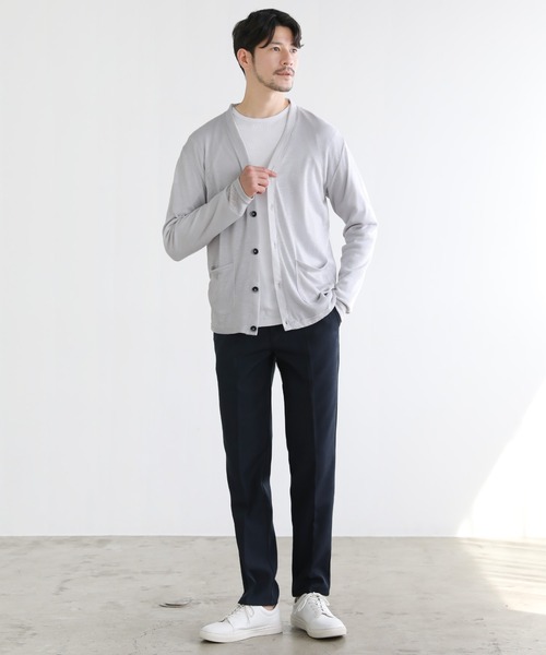 THE CASUAL（カジュアル）の「Buyer's Select/TRスラブ入りエアリーニットサマーカーディガン（カーディガン/ボレロ・メンズ・ネイビー/ブルー系/ブラック/カーキ/グレー/ライトイエロー・M/L）」の18枚目の写真