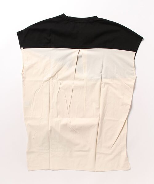 Q（キュー）の「異素材サイドドロストトップス（Tシャツ/カットソー・レディース・アイボリー/ブラック・MEDIUM）」の5枚目の写真