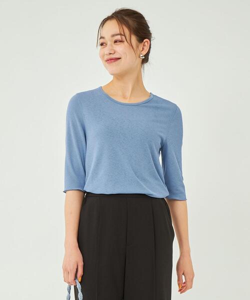 シアーメロー5分袖プルオーバーカットソー