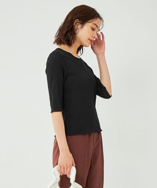 シアーメロー5分袖プルオーバーカットソー