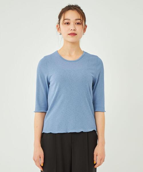 シアーメロー5分袖プルオーバーカットソー