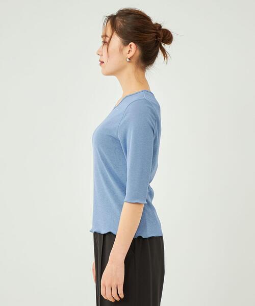 シアーメロー5分袖プルオーバーカットソー