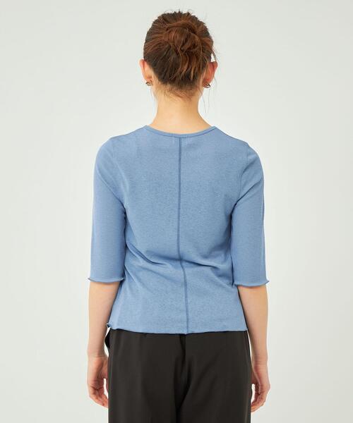 シアーメロー5分袖プルオーバーカットソー