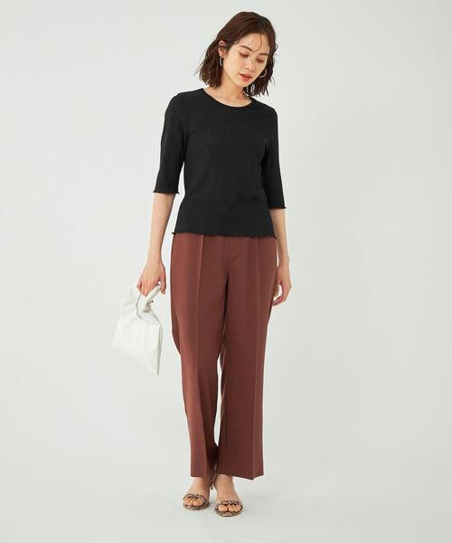 シアーメロー5分袖プルオーバーカットソー