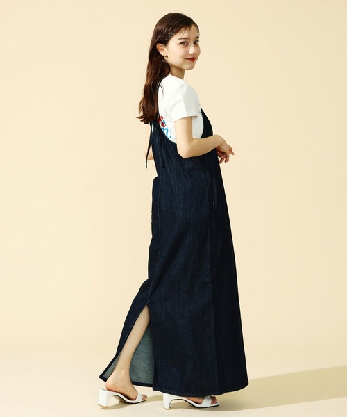 Lee（リー）の「Lee/リー デニム キャミソールワンピ サロペット オールインワン（ワンピース・レディース・ブラック/インディゴブルー/ライトインディゴブルー/アイボリー/ブルー系その他2/ブルー系その他/ブラック系その他/ブルー/ホワイト系その他/ブルー系その他3/ブルー系その他4/ブラック系その他2・SMALL/X-SMALL/MEDIUM/LARGE）」の10枚目の写真