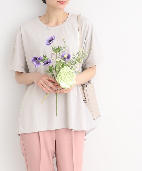 SHOO・LA・RUE(シューラルー)の「◆【SHOO ICE】前後異素材切替ドルマン(Tシャツ/カットソー・レディース・ライトグレー/ブラック/ブルー/オレンジ・00)」の1枚目の写真