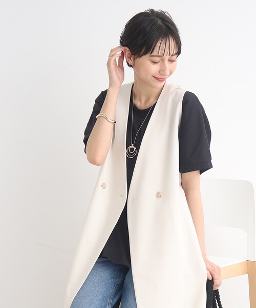 SHOO・LA・RUE(シューラルー)の「◆【SHOO ICE】前後異素材切替ドルマン(Tシャツ/カットソー・レディース・ライトグレー/ブラック/ブルー/オレンジ・00)」の2枚目の写真