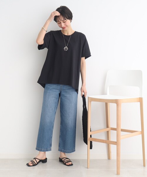 SHOO・LA・RUE(シューラルー)の「◆【SHOO ICE】前後異素材切替ドルマン(Tシャツ/カットソー・レディース・ライトグレー/ブラック/ブルー/オレンジ・00)」の12枚目の写真