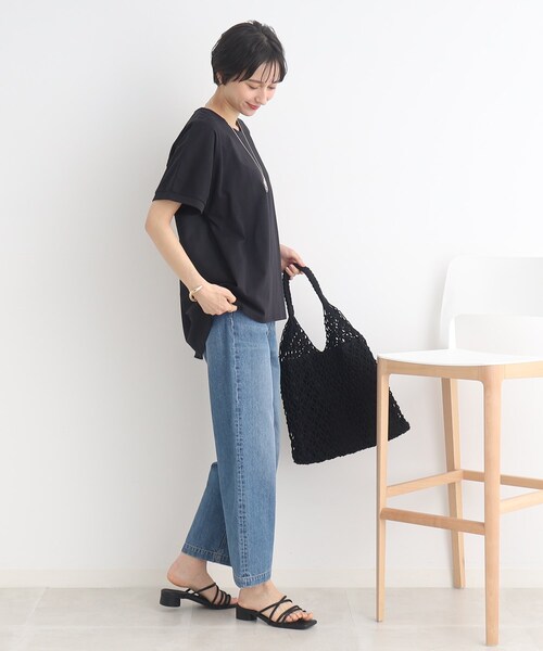 SHOO・LA・RUE(シューラルー)の「◆【SHOO ICE】前後異素材切替ドルマン(Tシャツ/カットソー・レディース・ライトグレー/ブラック/ブルー/オレンジ・00)」の13枚目の写真