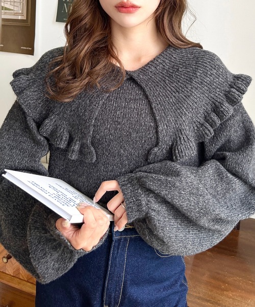 moment+（モーメントプラス）の「フリルビッグカラーバルーンスリーブ