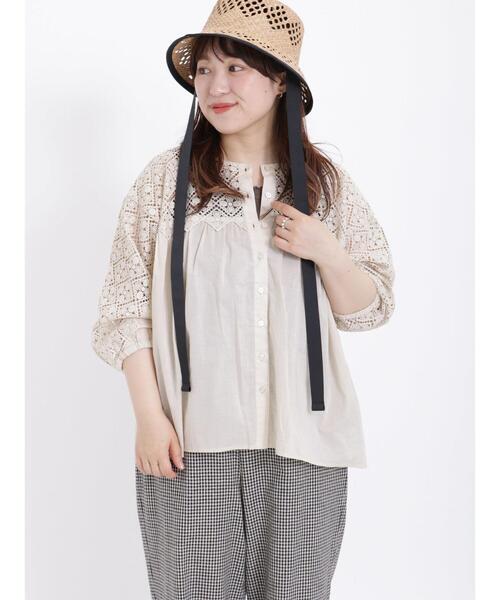 Samansa Mos2（サマンサ モスモス）の「カットシャーリング配色メローノースリーブ（タンクトップ・レディース・オフホワイト/ブラック/ブラウン/グリーン・F）」の12枚目の写真