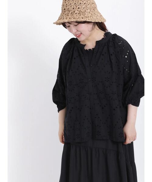 Samansa Mos2（サマンサ モスモス）の「カットシャーリング配色メローノースリーブ（タンクトップ・レディース・オフホワイト/ブラック/ブラウン/グリーン・F）」の15枚目の写真