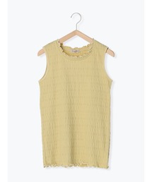 Samansa Mos2 | カットシャーリング配色メローノースリーブ(タンクトップ)