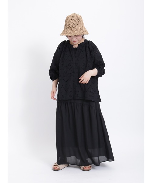 Samansa Mos2（サマンサ モスモス）の「カットシャーリング配色メローノースリーブ（タンクトップ・レディース・オフホワイト/ブラック/ブラウン/グリーン・F）」の7枚目の写真