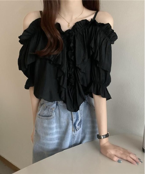 フリル付きキャミソール サイズ38 セール】フリル キャミソール（キャミソール）｜BLANC FICELLE（ブラン