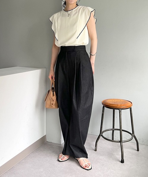 CAPRICIEUX LE'MAGE（カプリシューレマージュ）の「カーブパンツ（その他パンツ・レディース・ホワイト/ブラック・38/36）」の3枚目の写真