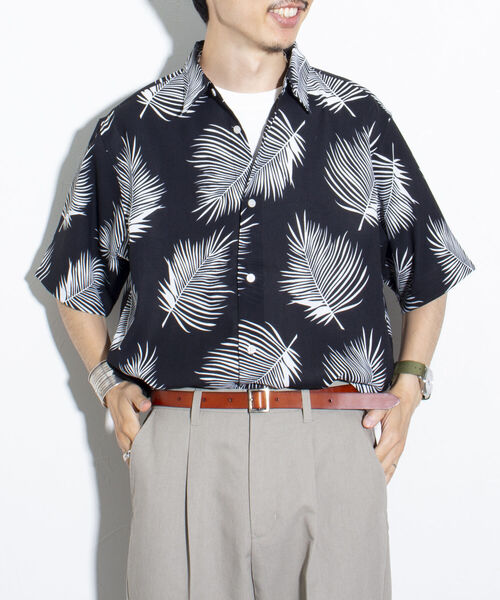 GLOSTER(グロスター)の「【GLOSTER/グロスター】レギュラーカラー リーフ柄シャツ アロハ ボタニカル ビッグシルエット(シャツ/ブラウス・メンズ・ブラック系その他/グリーン系その他/ブルー系その他・S/M/L)」の12枚目の写真