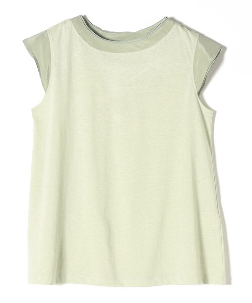 SHIPS Days(シップスデイズ)の「SHIPS Days:布帛 コンビ フレンチスリーブ カットソー(Tシャツ/カットソー・レディース・ブラック/オフホワイト/ライトグリーン・ONE SIZE)」の3枚目の写真