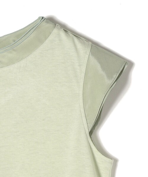 SHIPS Days(シップスデイズ)の「SHIPS Days:布帛 コンビ フレンチスリーブ カットソー(Tシャツ/カットソー・レディース・ブラック/オフホワイト/ライトグリーン・ONE SIZE)」の8枚目の写真