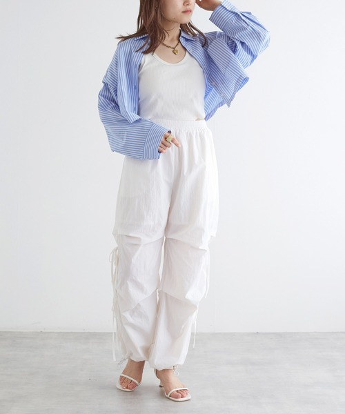 w closet（ダブルクローゼット）の「サイドリボンシャカシャカパンツ（その他パンツ・レディース・ピンク/オフホワイト/カーキ/ブラック/サックスブルー・FREE）」の15枚目の写真