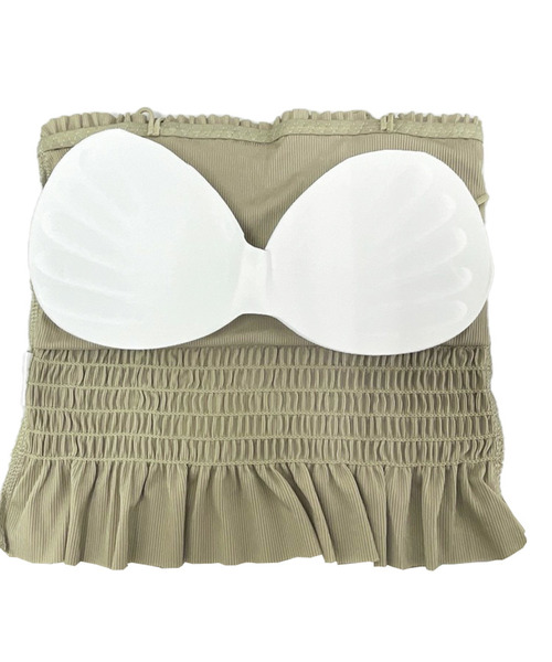 DAY CLOSET（デイ クローゼット）の「【カップ付き/パッド入れ替えOK】ダブルストラップ バッククロス シャーリング キャミソール レディース（キャミソール・レディース・ホワイト/ブラック/スモークピンク/グレー系その他・M）」の9枚目の写真