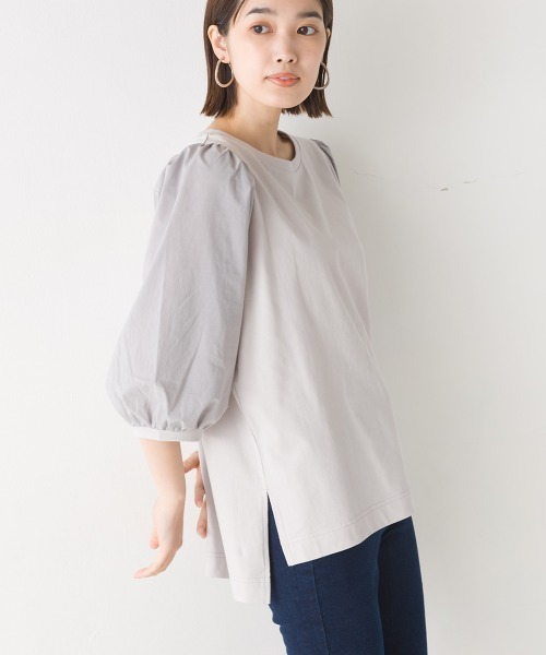 OMNES（オムネス）の「コンビパフスリーブ5分袖プルオーバー（Tシャツ 