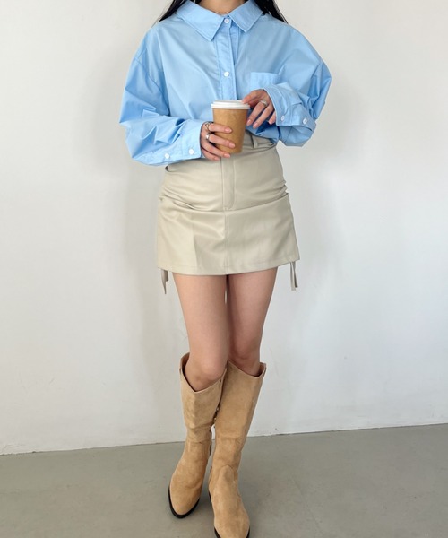 CLEA(クレア)の「サイドシャーリング 2WAY タイトミニスカート(スカート・レディース・アイボリー/ベージュ/ブラック・M)」の9枚目の写真