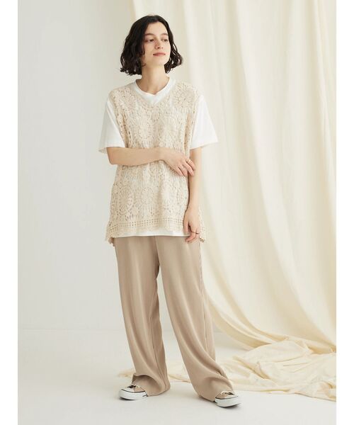 CRAFT STANDARD BOUTIQUE（クラフトスタンダードブティック）の「カットプリーツパンツ（その他パンツ・レディース・ブラック/ボルドー/ベージュ・L/M）」の4枚目の写真