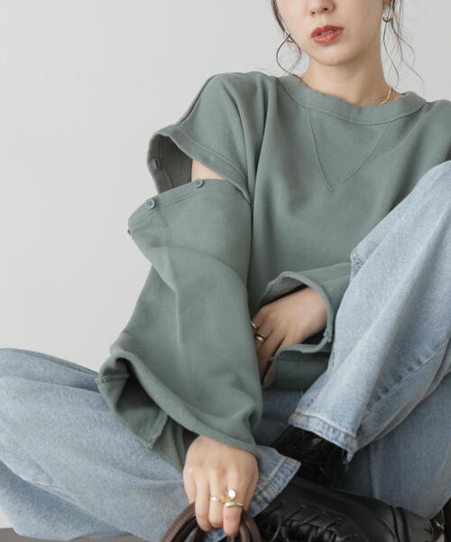 FREE'S MART(フリーズマート)の「【ピンクカラーWEB限定】◆肩スリットショート丈スウェット(スウェット・レディース・ピンク/ブラック/ホワイト/グリーン・FREE)」の12枚目の写真