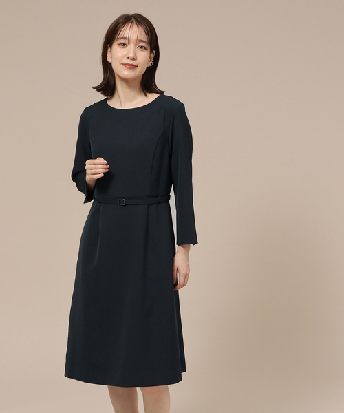 SHOO・LA・RUE（シューラルー）の「◆【洗える】ダブルクロスベルト付きワンピース（共布ベルト付き）【CIRCRIC】（ワンピース・レディース・ブルー系その他5/ベージュ系その他7/ブラック系3・05/02/04/03/01）」の3枚目の写真