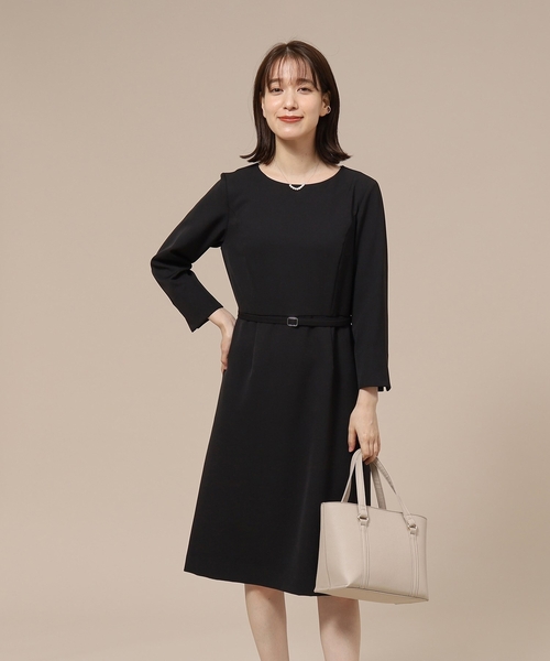 SHOO・LA・RUE（シューラルー）の「◆【洗える】ダブルクロスベルト付きワンピース（共布ベルト付き）【CIRCRIC】（ワンピース・レディース・ブルー系その他5/ベージュ系その他7/ブラック系3・05/02/04/03/01）」の9枚目の写真