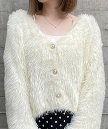 clear | ビジューボタンフェザーショートカーディガン [着心地抜群 ふわふわ]≪2024AW新作≫(カーディガン/ボレロ)