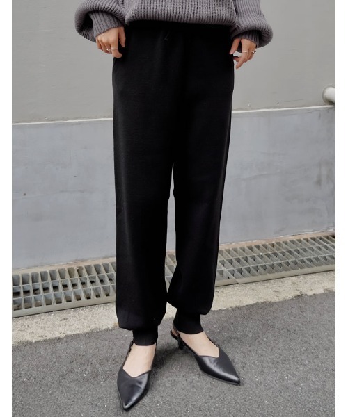 低身長サイズ有][洗濯機で洗える]ミラノリブニットジョガー