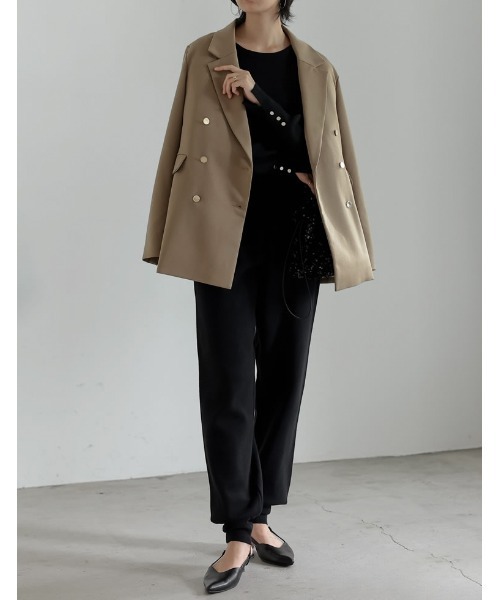 Re:EDIT（リエディ）の「[低身長サイズ有][洗濯機で洗える]ミラノリブニットジョガーパンツ（その他パンツ・レディース・アイボリー/ブラウン/チャコールグレー/ベージュ/ブラック・MEDIUM/AM/LARGE）」の6枚目の写真