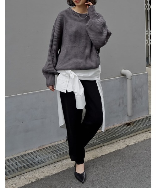 低身長サイズ有][洗濯機で洗える]ミラノリブニットジョガーパンツ