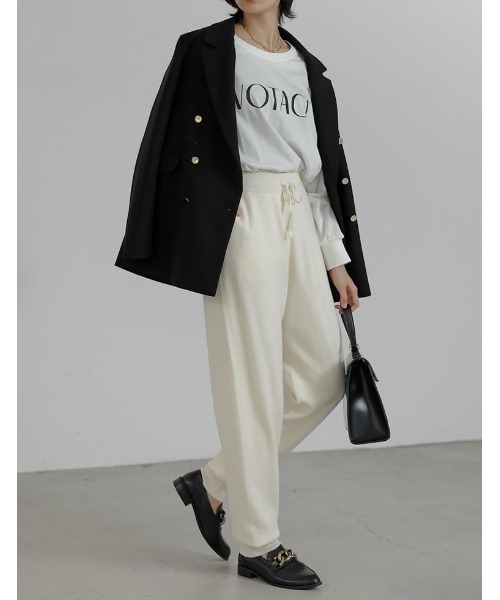 低身長サイズ有][洗濯機で洗える]ミラノリブニットジョガーパンツ