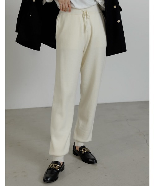 セール】[低身長サイズ有][洗濯機で洗える]ミラノリブニットジョガー