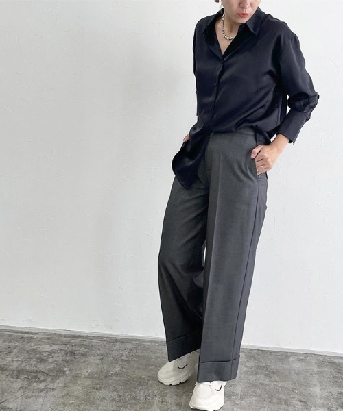RASW（ラス）の「[RASW] サテンベーシックシャツ（シャツ/ブラウス・レディース・ベージュ/ネイビー/オフホワイト・L/M）」の8枚目の写真