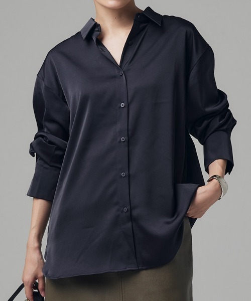 RASW（ラス）の「[RASW] サテンベーシックシャツ（シャツ/ブラウス・レディース・ベージュ/ネイビー/オフホワイト・L/M）」の13枚目の写真