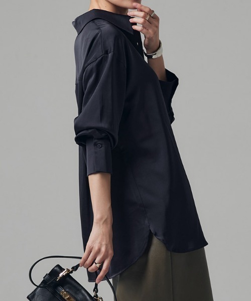RASW（ラス）の「[RASW] サテンベーシックシャツ（シャツ/ブラウス・レディース・ベージュ/ネイビー/オフホワイト・L/M）」の14枚目の写真