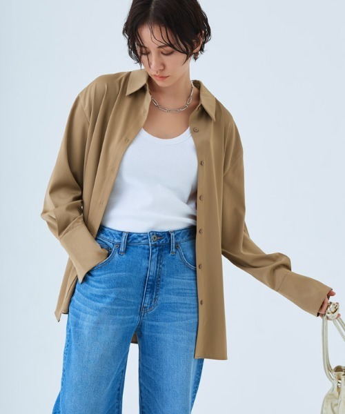 RASW（ラス）の「[RASW] サテンベーシックシャツ（シャツ/ブラウス・レディース・ベージュ/ネイビー/オフホワイト・L/M）」の21枚目の写真